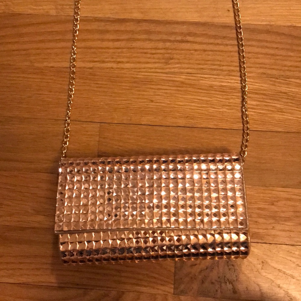Rose gold New Years Eve clutch with strap!